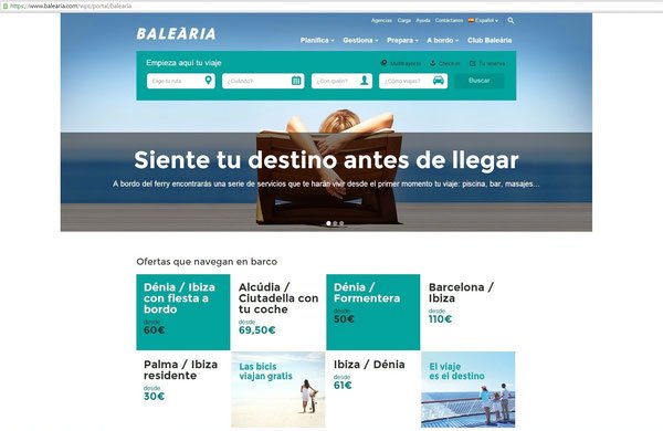Сайт паромной компании Balearia.