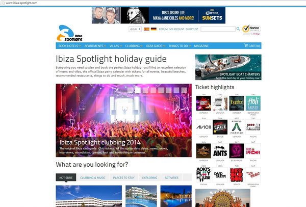 Сайт Ibiza Spotlight